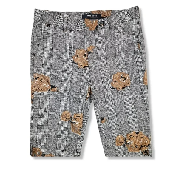 Mos Mosh Ivana shannon Checkered Pants Crop Dress Trousers Floral Appliqué 27 - Picture 6 of 12